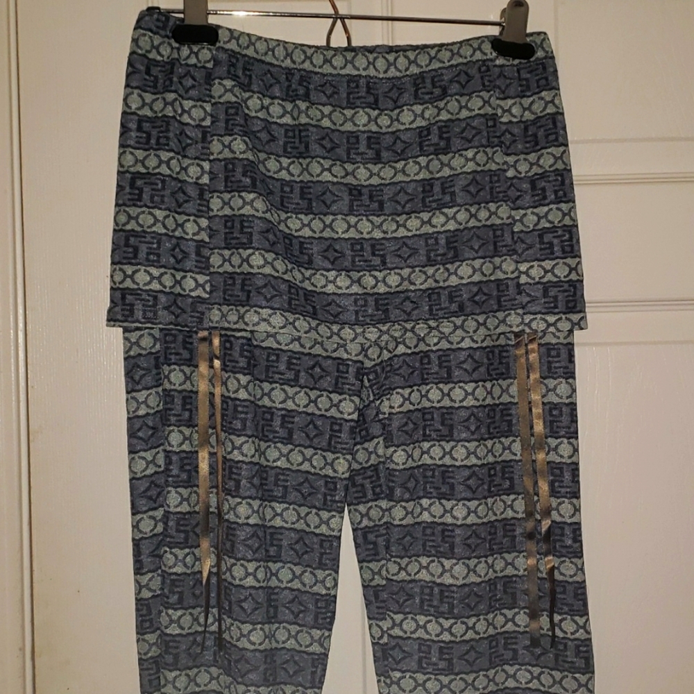Blue Patterned Flared Yoga Pants